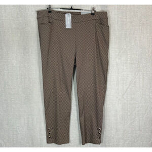 Chicos Pants Womens 20-4 Gold Diamond Jacquard Ankle Actual 40X27 Pull On NWT